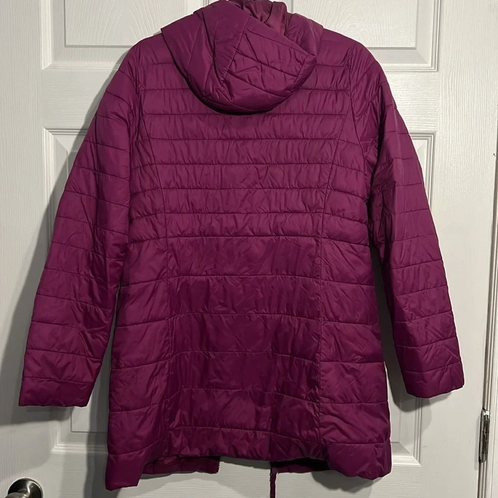Lands' End Girl's Puffer Winter Coat - Size XL (16) Purple - Hood - Full Zip